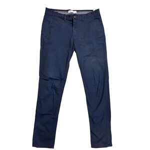 Zara Womens Dress Pants 32 x 28 Blue Navy Tapered Leg High Rise Flat